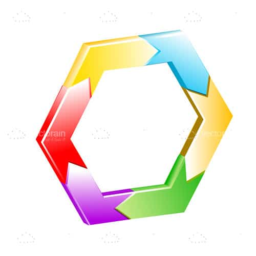 Hexagon with Colorful Arrows